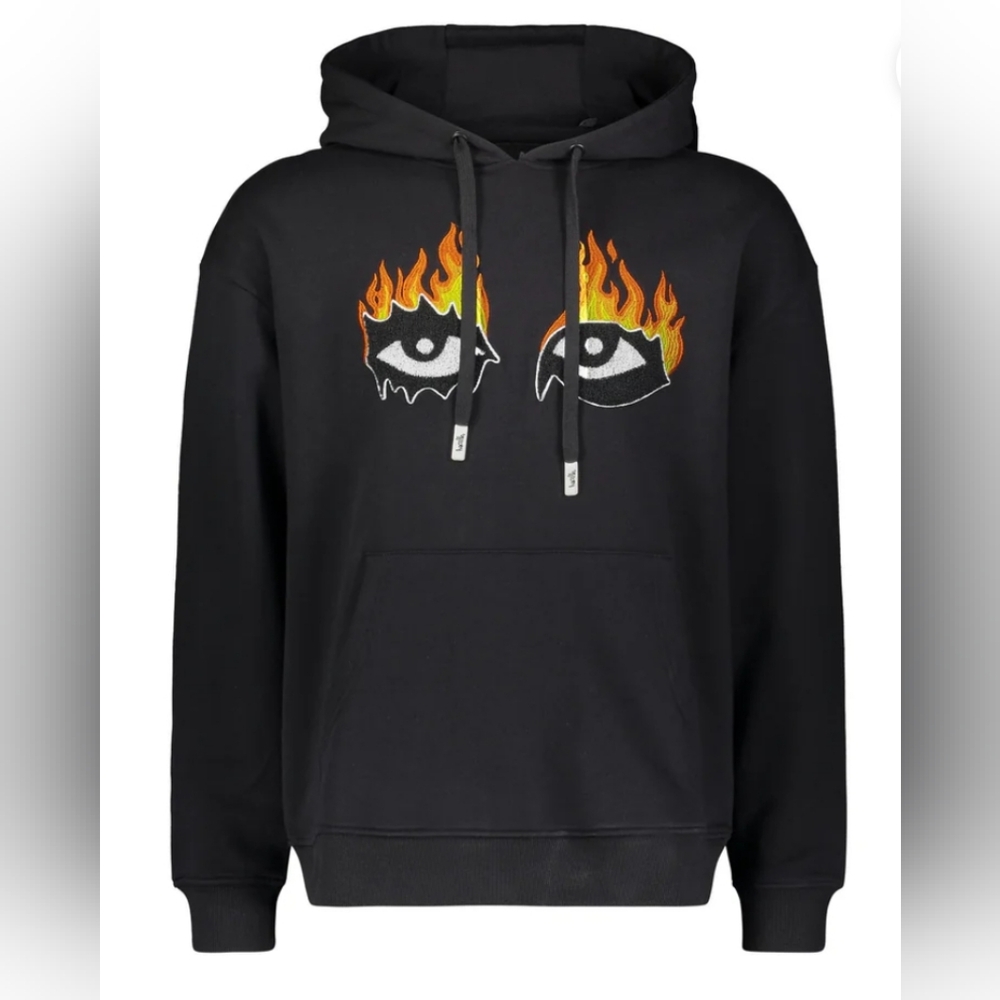 Haculla Eyes On Fire Hoodie Black Men's Size Large 🔥